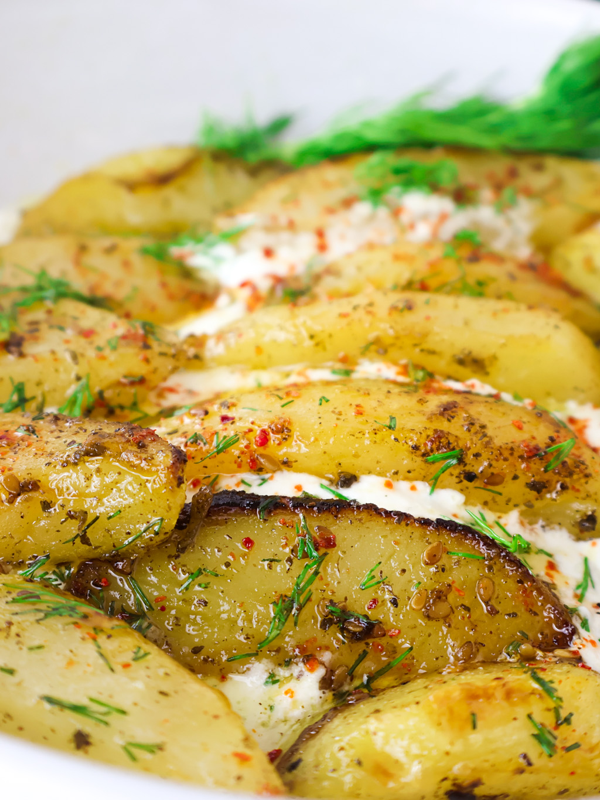 Roasted Lemon Za’atar Potatoes + Whipped Feta