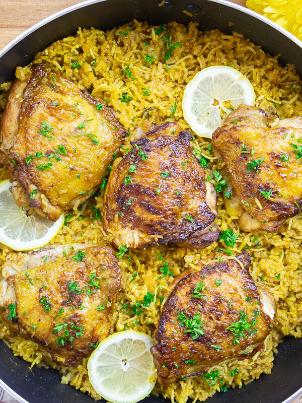 One Pot Lemon Garlic Chicken & Rice Pilaf