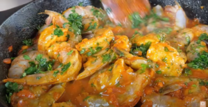 add shrimp and herbs