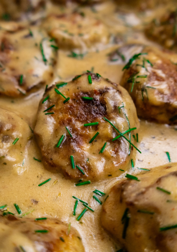 Creamy Chicken Meatballs & Mushrooms