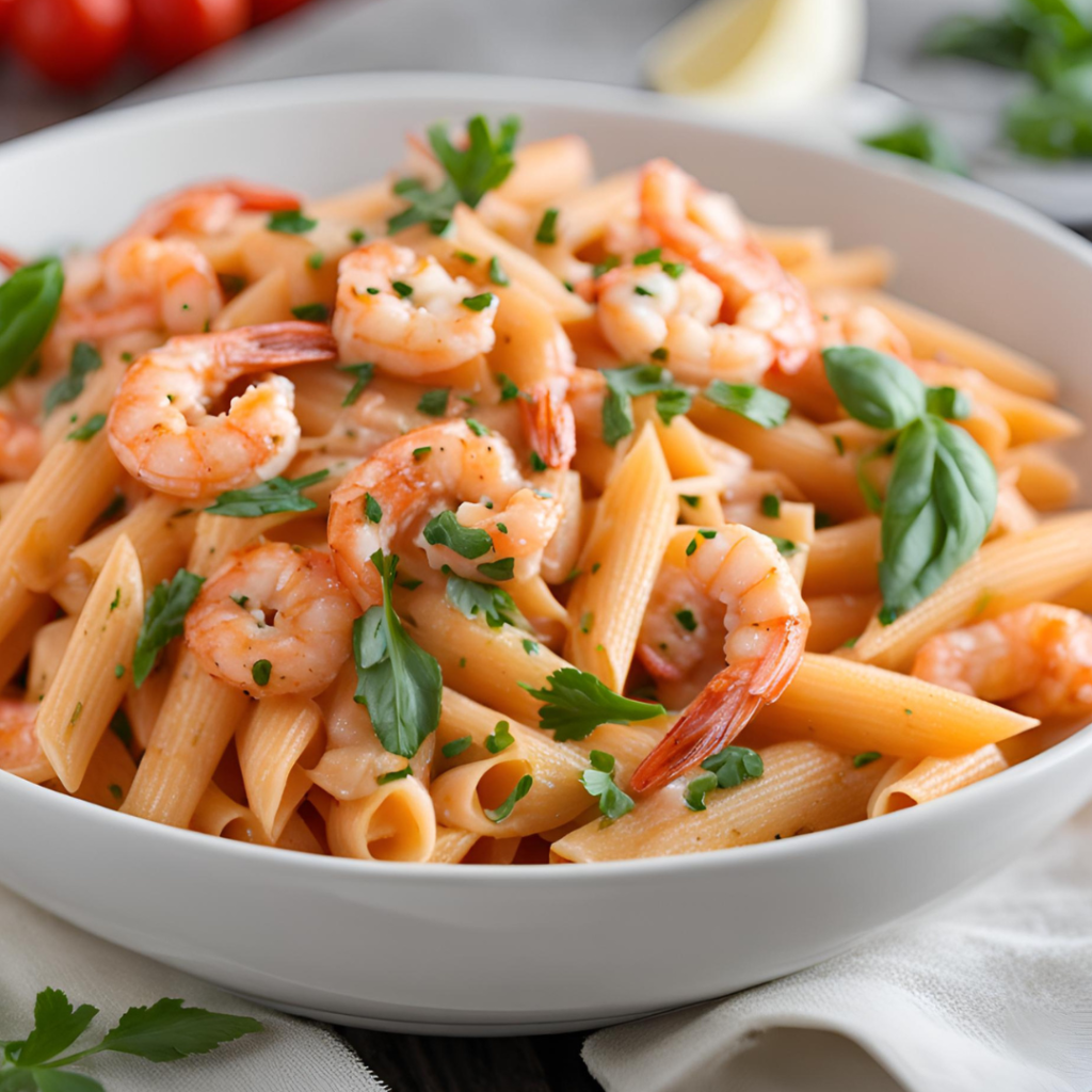 Creamy Garlic Shrimp Pasta in Pink Sauce