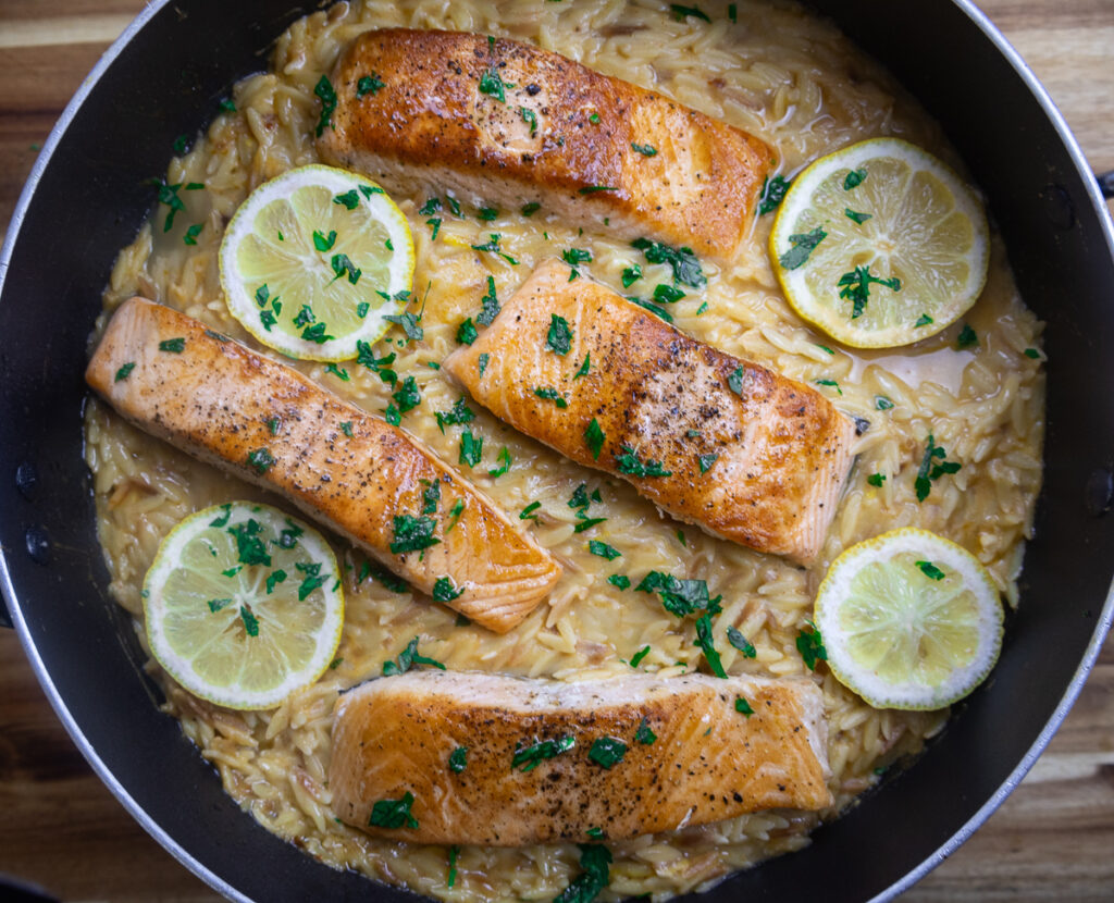 Garlic Salmon Orzo