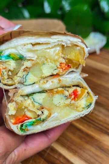 Sheet pan breakfast burrito.