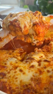 Cheesy baked cauliflower & sausage.