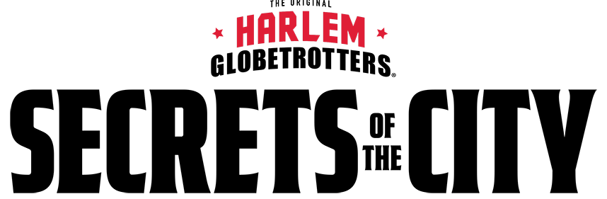 Harlem Globetrotters logo with stars and basketball globe design.