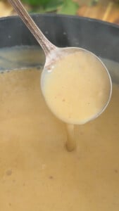 Sahlab being ladled from a pot