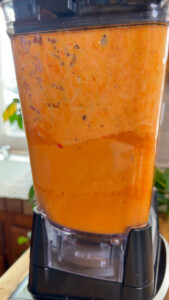 Blended pasta sauce in a blender